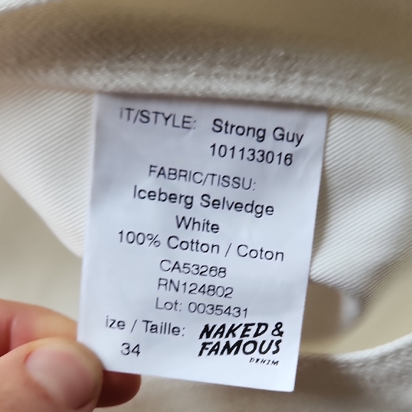 Naked And Famous Strong Guy Iceberg Selvedge Denim 34x36 - Picture 3 of 7